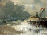storm at the coast by Andreas Achenbach
